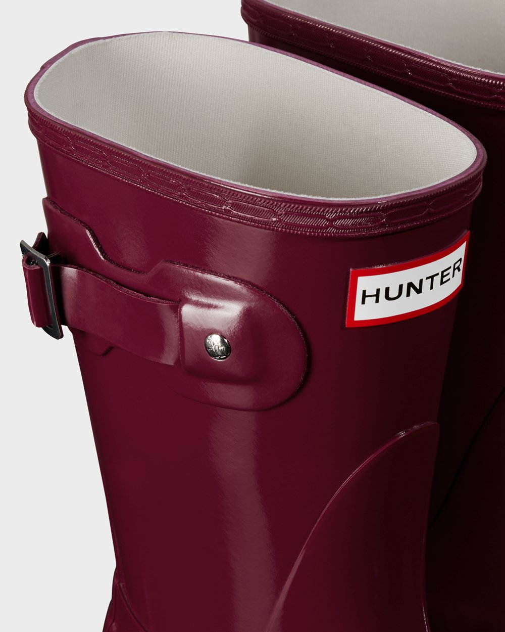 Womens Short Rain Boots - Hunter Original Gloss (01BFVYKUD) - Claret/Red